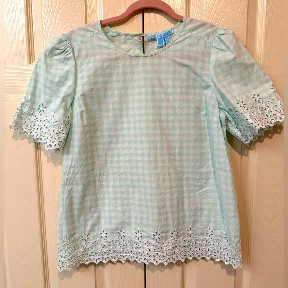 Mint gingham Draper James top
